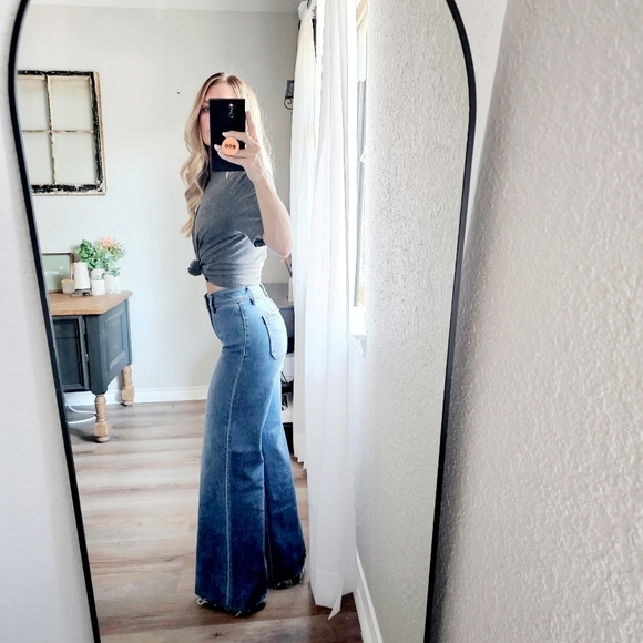 RISEN HR Dark Wash Classic Wide Leg Denim Jeans Stretch Palazzo Various NEW - Picture 7 of 11